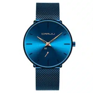 Relógio Masculino Macau Aço Inoxidável Resistente à Água 40mm - Azul - Detalhes Dourados