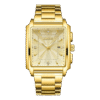 Relógio Masculino Tempuss Royale dourado com mostrador dourado. Estilo retangular sofisticado em aço inoxidável.