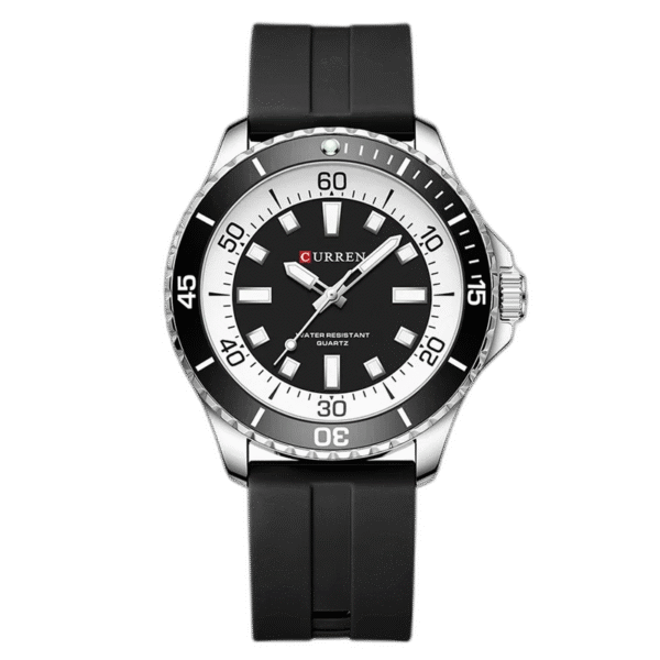 Relógio masculino Tempuss Marlin Preto Profundo, pulseira preta e mostrador preto, ângulo frontal
