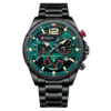 Relógio Masculino Tempuss Striker com pulseira preta e mostrador verde escuro. Estilo esportivo com personalidade.