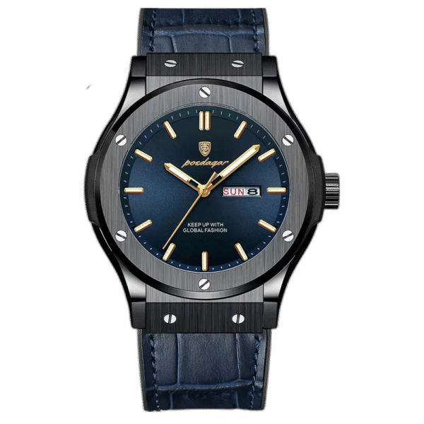 Relógio Masculino Tempuss Hérault azul com prata e pulseira de silicone. Design limpo com toque contemporâneo.