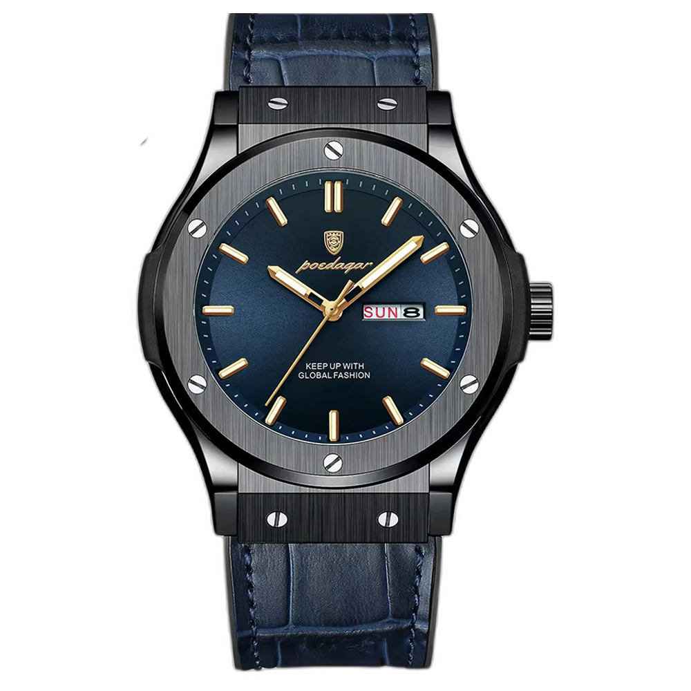 Relógio Masculino Tempuss Hérault azul com prata e pulseira de silicone. Design limpo com toque contemporâneo.