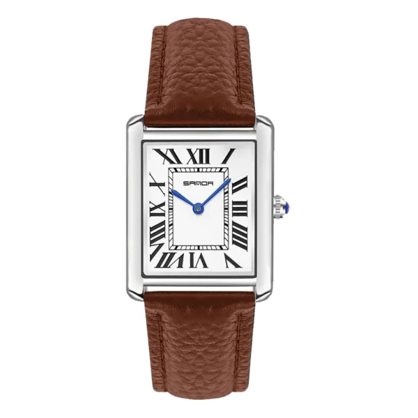 Relógio Masculino Tempuss Romano com mostrador branco e pulseira de couro marrom