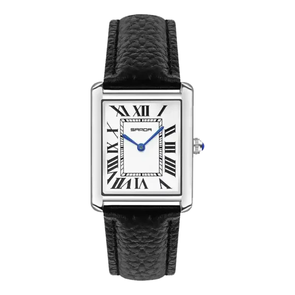 Relógio Masculino Tempuss Romano com mostrador branco e pulseira de couro preta