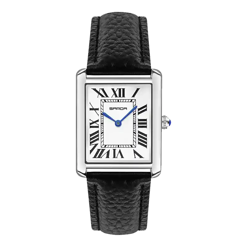 Relógio Masculino Tempuss Romano com mostrador branco e pulseira de couro preta