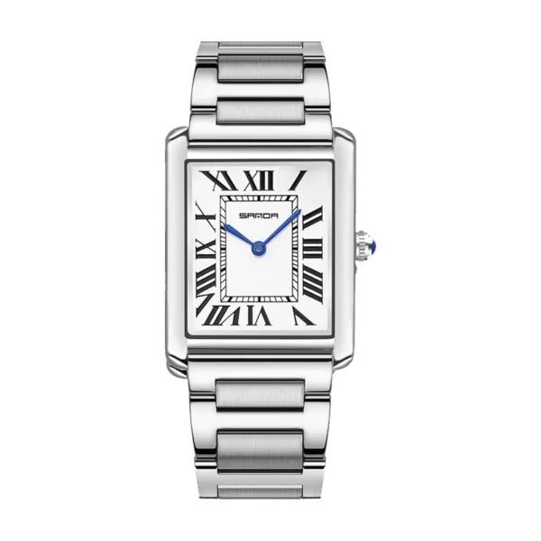 Relógio Masculino Tempuss Romano com mostrador branco e pulseira de aço inox escovado